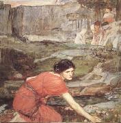 John William Waterhouse Study:Maiidens picking Flowers by a Stream (mk41) France oil painting artist